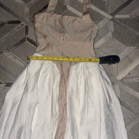 SAMMI HALTER MIDI DRESS - SAND/WHITE - Picture 7 of 7